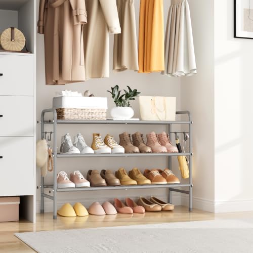VILICK Metal Shoe Rack for Closet 33" Wide Shoe Organizer for Entryway - color: Grey