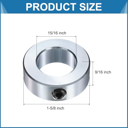 uxcell 6pcs Set Screw Collars 15/16" Bore, Zinc Plated Carbon Steel Shaft Collars, 1-5/8" OD, 9/16" Width Lock Axle Collar Clamp (Hollow Style, Lightweight) - size: 15/16" Borex1-5/8" ODx9/16" Width
