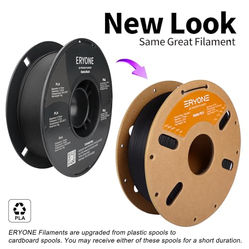 ERYONE Matte 3D Printer PLA Filament 1.75 +/- 0.03mm, Matte Filament PLA 1KG(2.2LBS) Spool, Black - color: Matte Black