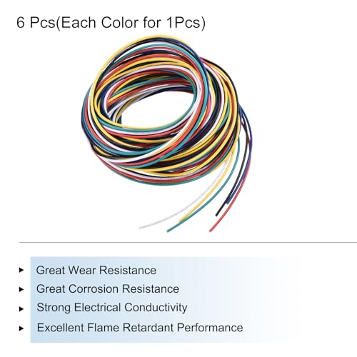 MECCANIXITY 26 Gauge PVC Hookup Wire 3.0m/10ft 26AWG Flexible Electrical Wire UL1007 Tinned Copper Stranded 6 Color, 1.5mm Dia for Model Aircraft Electric Appliances Internal Connect - size: 3.0m, 26AWG