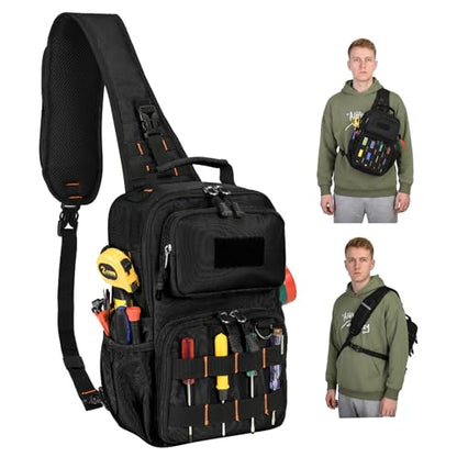 Rexmore Tactical Electrician & HVAC Tool Chest Bag, 3-Point Harness Black - color: Black