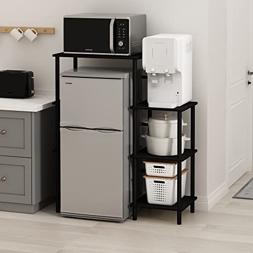 Furinno Turn-N-Tube Toolless 4-Tier Coffee Bar, Bakers Rack, Americano - color: Americano/Black, size: Fridge Space