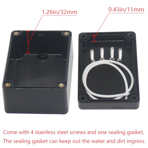 2 Pack Project Box Waterproof Plastic Junction Box ABS IP65 Electronic Project Case Power Enclosure 3.94 x 2.68 x 1.97 inch (100 x 68 x 50 mm) - size: 3.94"x2.68"x1.97"(2Pcs)