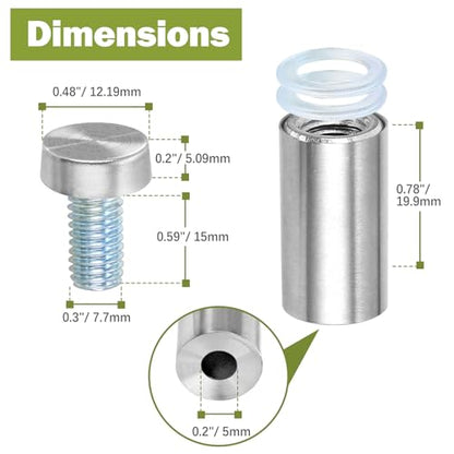 12 x 25mm (Dia. x L) Stainless Steel Standoff Screws - Silver - 4 Pieces - color: Silver, size: 12 x 25mm / 0.47" x 0.98"