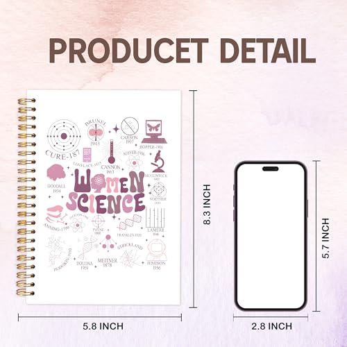 KAOWT Women in Science Notebook Journal, Feminist Gifts Women, Female Scientist Notebooks for Note Taking, Girl Power Science Journal, STEM Gifts Hardcover Spiral Notebook 5.5x8.3in - color: science