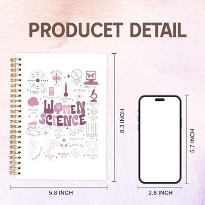 KAOWT Women in Science Notebook Journal, Feminist Gifts Women, Female Scientist Notebooks for Note Taking, Girl Power Science Journal, STEM Gifts Hardcover Spiral Notebook 5.5x8.3in - color: science