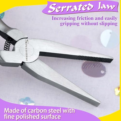 SPEEDWOX Flat Nose Pliers for Jewelry Making Serrated Jaw Pliers Mini Duck Bill Plier Bracelet Bending Plier Jewellery Making Tool Beading Flat Wire Plyer for Wire Wrapping Bending Ring Opening - style: Flat Nose Pliers Serrated Jaws