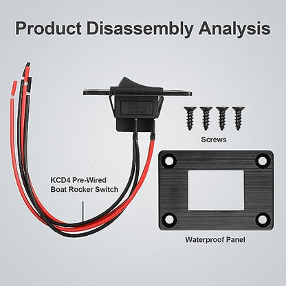1Pcs Black KCD4 Boat Rocker Switch 2-Position 4-Pin Pre-Wired DPST Panel Switch 16A 250VAC 20A 125VAC, CE - color: 1Pcs Black/Pre-Wired