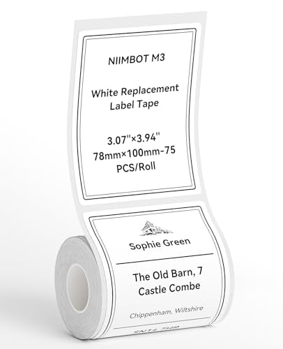 NIIMBOT M3 Thermal Transfer Labels 3.07''×3.94'', Only for M3 Label Maker - size: 78mmx100mm