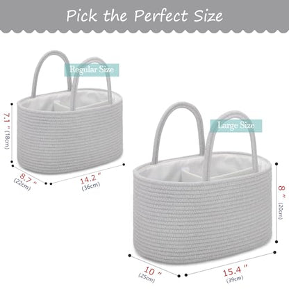 COMSE Baby Diaper Caddy Organizer with Handles, Cotton Rope, Cool Gray - color: Cool Gray, size: Regular