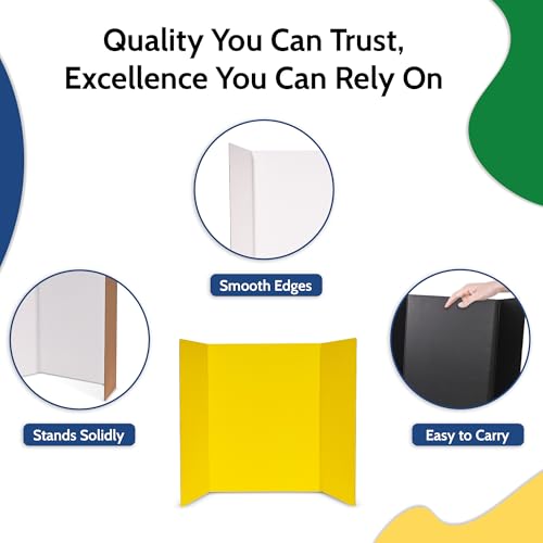 EPI Tri Fold Cardboard Display Board. Large 36 x 48in Black Tri-fold Poster 6 Pack. Professional Presentation Boards with Rounded Corners for Science Fair Project, School and Business Presentations - color: Black, size: 36 x 48 inches (6 Pack)