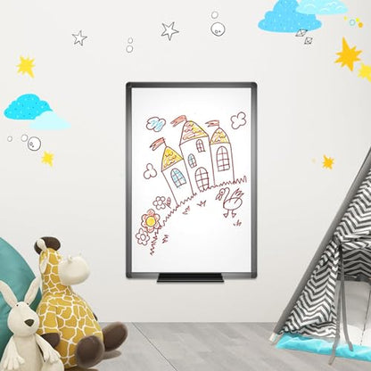 VIZ-PRO Magnetic Dry Erase White Board, 36 X 24 Inches, Black Aluminium Frame - size: 36 x 24 inches