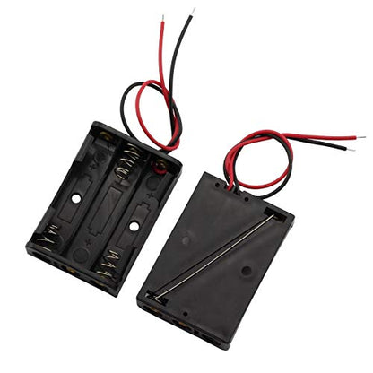6 Pieces 3 Slots x 1.5V AAA Battery Case Holder Battery Spring Clip Storage Box with 6 inches Wire Leads - size: 6 x 3 Slots AAA without Switch