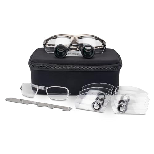Practicon TTL Easy Size 2.5X Loupes Kit, Measure and Size Through The Lens Loupes, Silver Frame - color: Silver, style: 2.5X