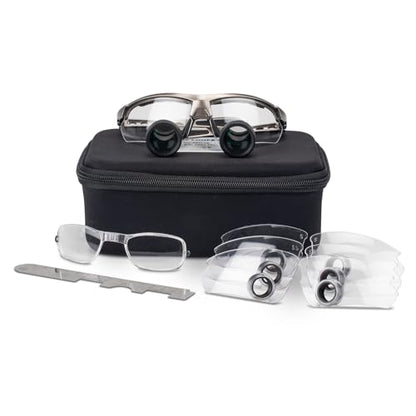 Practicon TTL Easy Size 2.5X Loupes Kit, Measure and Size Through The Lens Loupes, Silver Frame - color: Silver, style: 2.5X