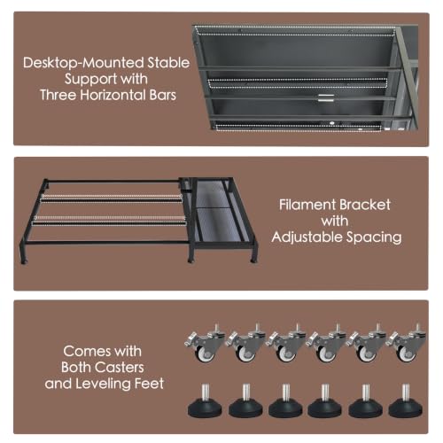 3D Printer Stand with Fliament Storage, Heavy Duty 3D Printer Table (Black) - color: Black, size: 2Tier