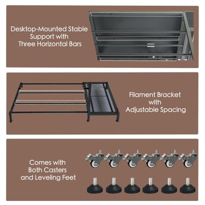 3D Printer Stand with Fliament Storage, Heavy Duty 3D Printer Table (Black) - color: Black, size: 2Tier