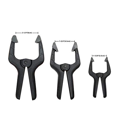 Amazon Basics 14-Piece Nylon Spring Clamp Set for Photography, Woodworking and Crafts, 6 Pack of 3-3/8-inch, 4 Pack of 4-1/2-inch, 4 Pack of 6-1/2-inch, Black/Grey - style: 14-Piece