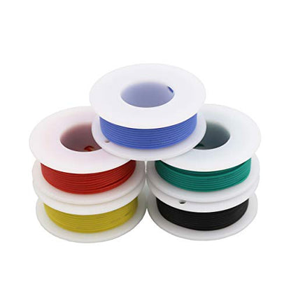 28AWG Flexible Silicone Hook Up Wire - 28 Gauge Tinned Copper Stranded Cable, 600V High Temp Resistant, DIY Electronics, Robotics, LED Projects (Box-1) - color: Silicone wire Box1=Red+Blue+Green+Yellow+Black, size: 28AWG