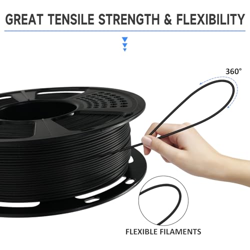 GIANTARM 3D Printer Filament, Black Pla Filament, 1Kg(2.2lbs) Spool, 1.75mm Dimension Accuracy +/- 0.03mm, 3D Printing Filament, Dark Black - color: Black, size: 1kg