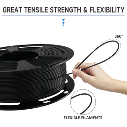 GIANTARM 3D Printer Filament, Black Pla Filament, 1Kg(2.2lbs) Spool, 1.75mm Dimension Accuracy +/- 0.03mm, 3D Printing Filament, Dark Black - color: Black, size: 1kg