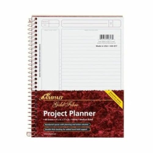 Ampad Gold Fibre Designer, Project Planner,Size 9-1/2 x 7-1/4, Asst Covers, 84 Sheets per Notebook (20-817),White