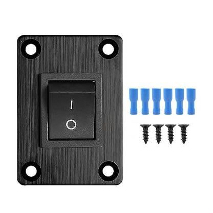 1Pc Black KCD4 Boat Rocker Switch 2-Position 4-Pin DPST Panel Switch - color: 1Pcs Black/with 6pcs FDFD2-250 Blue Terminals