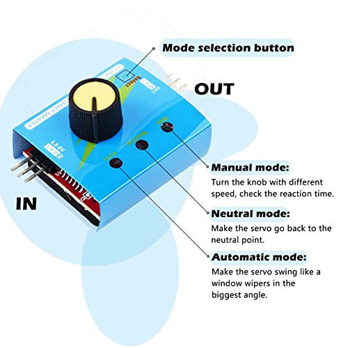 Servo Motor Tester Kit SG90 9g Micro Servo 180 Degree + RC Micro Servo Tester Controller with Power Supply Case 4AA Battery Holder Case with JR Connector