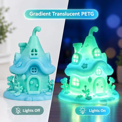 iSANMATE Translucent PETG 3D Printer Filament 1.75mm Green-Blue Gradient - color: Translucent Green Blue