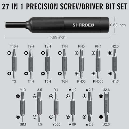 SHARDEN 27-in-1 Precision Screwdriver Set Multi Bit Mini Small Screwdriver - color: Black, size: Pocket Size-Precision
