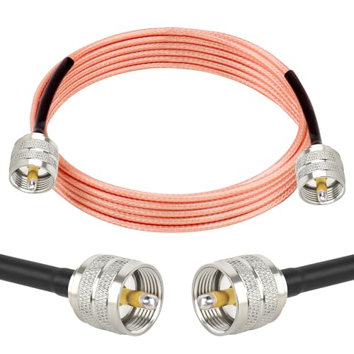 MOOKEERF RG316 CB Coax Cable - 8FT UHF PL259 Male to Male CB Antenna Cable 50 Ohm for HAM Radio,Antenna Analyzer,Dummy Load,SWR Meter - size: 8FT