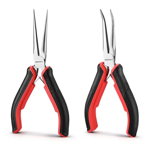 ARROW 2-Piece 6" Needle Nose Pliers Set, Mini Long & Bent Nose Pliers - style: Straight & Bent Needle Nose Pliers Set