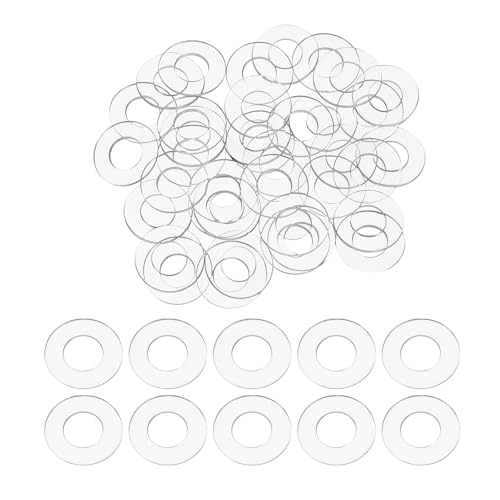 PATIKIL Flat Washer, 200 Pcs PVC Plastic Washers Round Sealing Spacer Gasket 8mm ID 16mm OD 1mm Thickness for Shower Door Handles Towel Bars Grommets Hardware Replacement, Clear - size: 8mm ID x 16mm OD x 1mm Thickness