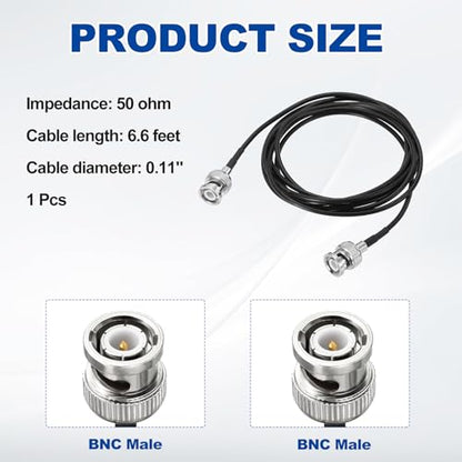 uxcell BNC Male to Male Coaxial Jumper Cable 50 Ohm 6.6 Feet RG174 - size: 6.6 Feet