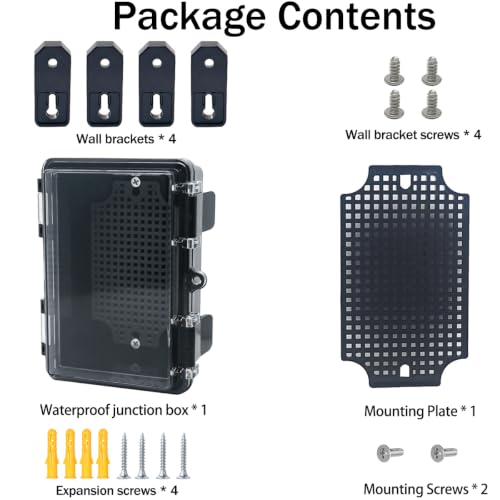 Junction Box, Hinged Black Clear Cover IP67 Waterproof ABS Project Box with Mounting Plate Electrical Box Enclosure with Wall Bracket 5.9 x 3.9 x 2.8inch(150x100x70mm) - color: Clear, size: 5.9"x3.9"x2.8"