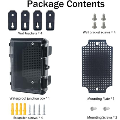 Junction Box, Hinged Black Clear Cover IP67 Waterproof ABS Project Box with Mounting Plate Electrical Box Enclosure with Wall Bracket 5.9 x 3.9 x 2.8inch(150x100x70mm) - color: Clear, size: 5.9"x3.9"x2.8"
