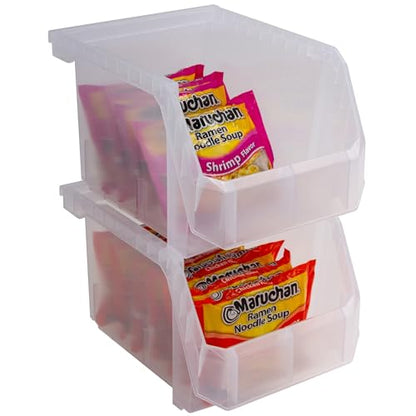 ReadySpace Medium-Tall Stackable Plastic Storage Bins, 4-Pack, Clear - color: Clear, size: Medium-Tall, 4-Pack