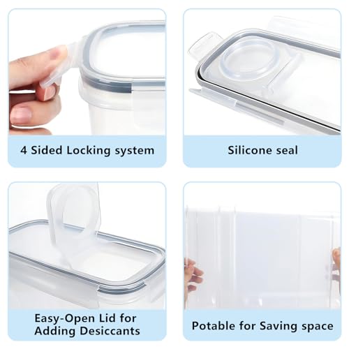 4 Pack Filament Storage Container for 3D Printing Filaments Sealing and Protection, 3D Printer Filament Storage Dry Box with Desiccant&Label, Water and Dust-Proof 4.0L, Transparent (9.45*9.25*4.3)
