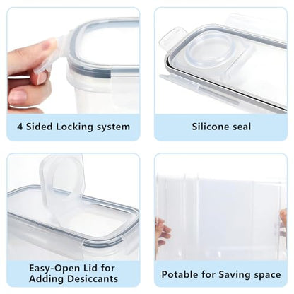 4 Pack Filament Storage Container for 3D Printing Filaments Sealing and Protection, 3D Printer Filament Storage Dry Box with Desiccant&Label, Water and Dust-Proof 4.0L, Transparent (9.45*9.25*4.3)
