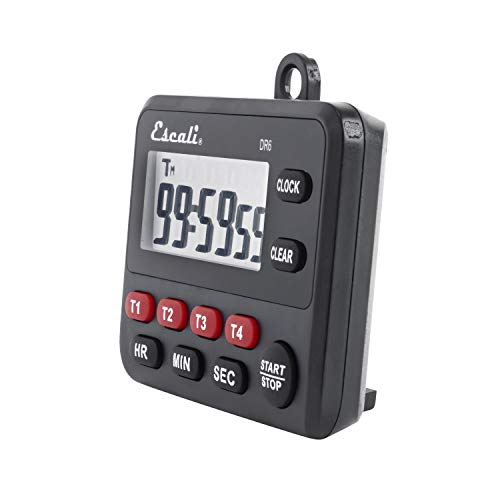 Escali Multi-Task Four Event Digital Kitchen Timer with Clock Mode, Magnetic Back, Overtime Counter - size: 1 Count (Pack of 1), style: Four Event