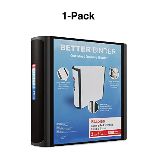 Staples Better 3-Inch D-Ring Binder, Heavy-Duty, Black, 600 Sheets - color: Black, size: 3-Inch