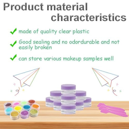 50 Pcs Makeup Sample Containers 3g/5g Sample Containers with Lids Tiny Sample Jars for Skincare Cream Lotion Jewelry Beads DIY Crafts Travel (FZG/3g/Zi) - color: purple, size: 3g
