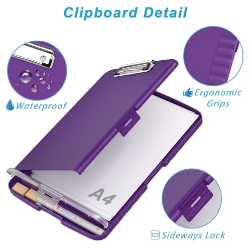 Rimilak Clipboard with Storage, 8.5 x 11'' High Capacity Clip Board, Purple - color: Deep Purple