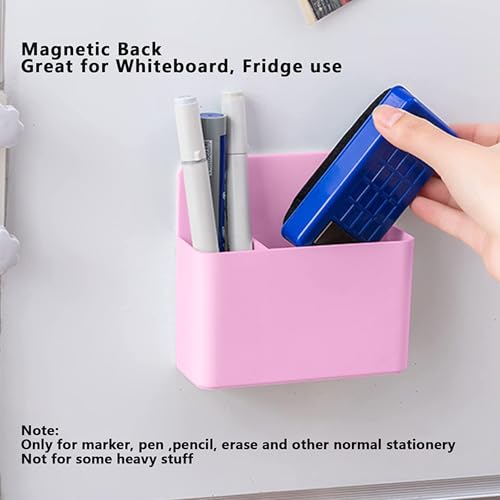 noonebutyou 2 Pcs Magnetic Marker Holder Dry Erase Marker Holder Wall Mount Self Adhesive Pen Holder Magnetic Marker Cup Holders for Whiteboard, Fridge, Home Office School (Pink) - color: Pink