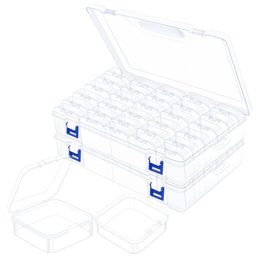 92 PCS Bead Organizer Box, Plastic Bead Storage Containers, Clear Beads Case Storage Organizer for Jewelry Making Small Craft Diamond Art Accessories - color: 2 Pack (92 PCS)