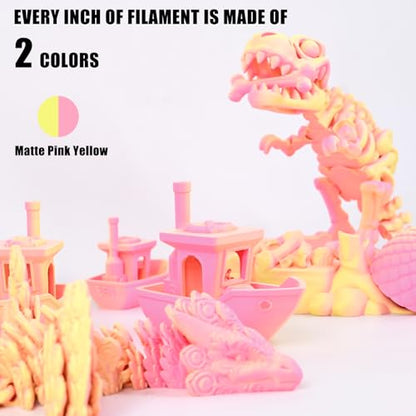 OVV3D Matte PLA Filament 1.75mm, Pink Yellow Macaron PLA 3D Printer Filament，Dual Color PLA Pink and Yellow 3D Printing Filament, +/-0.02mm 1kg - color: Dual-color Matte Pink & Yellow