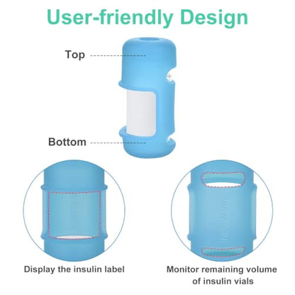 2-Pack Insulin Vial Protector Case for 10mL Short Vials - color: Blue+green