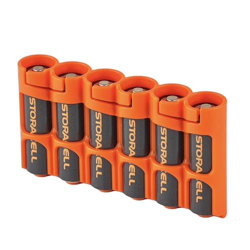 Storacell Slimline AA-6 Battery Storage Caddy and Dispenser, Orange, Holds 6 AA Batteries (Not Included), Durable & Compact Design, The Original Battery Caddy, Made in The USA - color: Orange, size: Single Pack