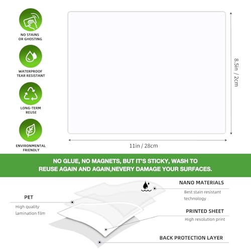 SVNOOC Multi-Use White Board Dry Erase Board Stickers for Wall Refrigerator Door Home Office Classroom, Reusable Lapboards, 8.5x11 inches, 3 Pack - size: 8.5x11 inches