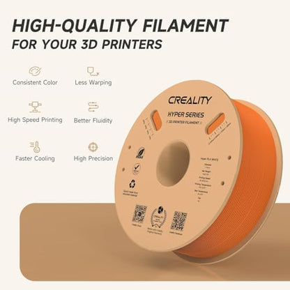 Official CREALITY Hyper PLA Filament 1.75mm, High Speed PLA 30-600mm/s Rapid 3D Printer Filament, Dimensional Accuracy +/-0.02mm, Stronger Toughness, Fit Most FDM 3D Printers，1KG(2.2lbs) Spool Orange - color: Orange